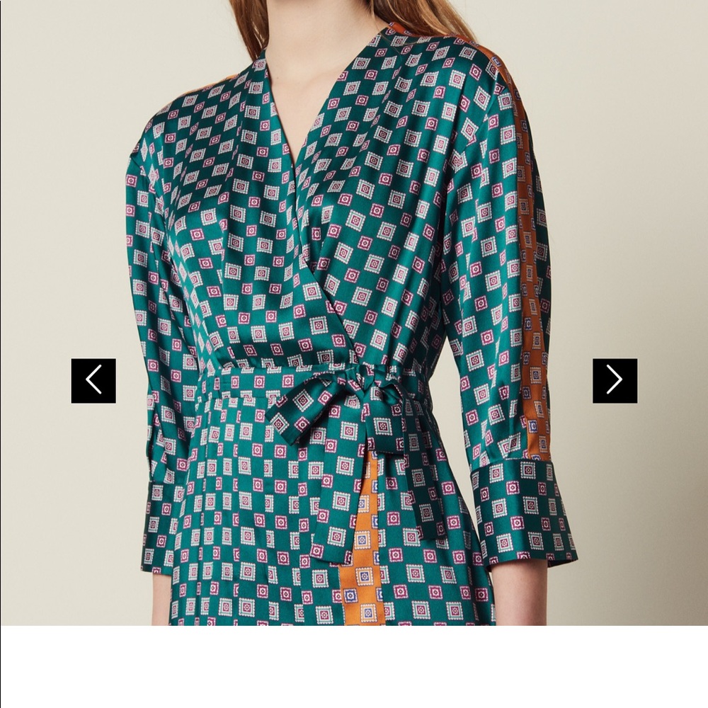 SANDRO PATIS PATCHWORK PRINTED LONG DRESS